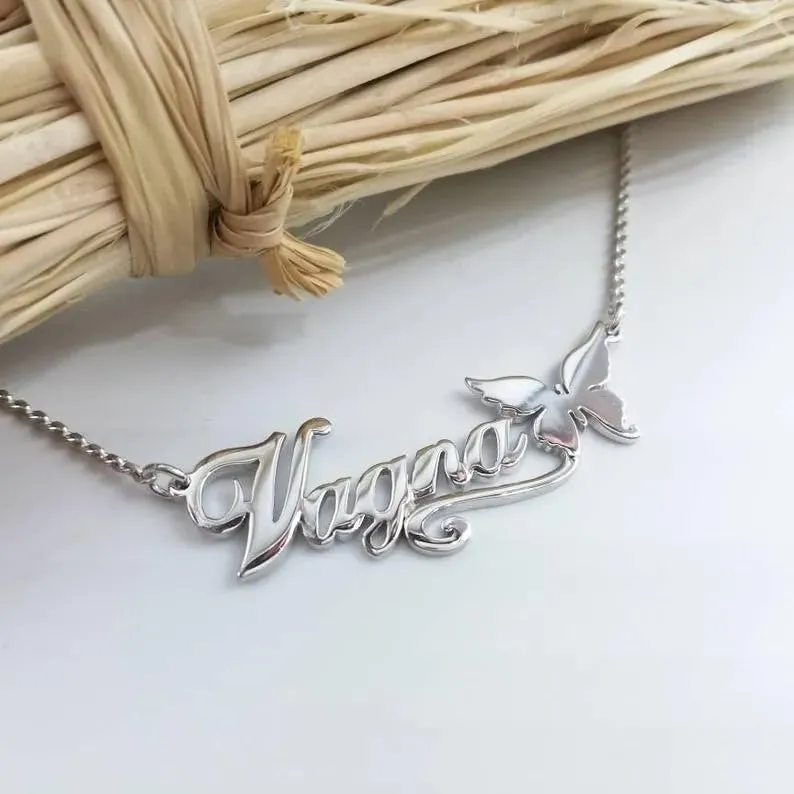 Custom Name Necklace for Women Sterling Silver Name Pendant Necklace Personalized Name Necklaces for Your Wife/Friends/Mom Mother's Day Gifts