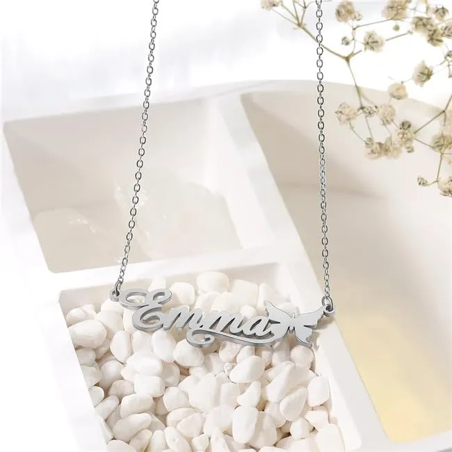 Custom Name Necklace for Women Sterling Silver Name Pendant Necklace Personalized Name Necklaces for Your Wife/Friends/Mom Mother's Day Gifts
