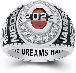 Custom S925 Sterling Silver Class Rings for Men High School, Personalized Graduation Rings of 2024 Class Name Rings with Birthstone for Men, Dainty Graduation Class Rings Jewelry Gift for Him.