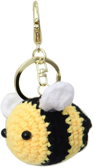 Cute Crochet Bee Keychain Handmade Key Chain for Backpack (Male)