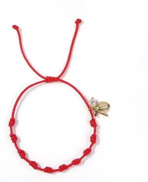 Dainty Gold Plated Cross Pearl Adjustable Braided Bracelet for Women,Handmade Boho Good Luck Red String Trendy Religious Jewelry Gift