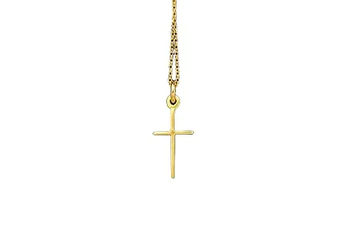 Dainty Solid Gold Cross Necklace 9k 14k Yellow White 18k Rose Gold 0.002