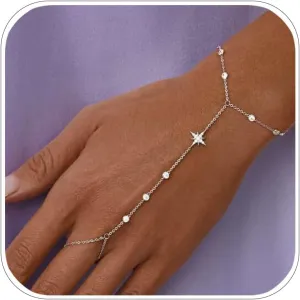 Dainty Star Hand Chain Bracelet Boho Finger Ring Jewelry Gold Bracelets For Women Non Tarnish Bangle