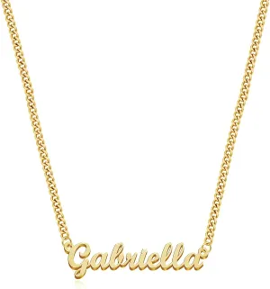 DayOfShe Name Necklace Personalized for Women, 18K Gold Plated Cuban Chain Necklaces Customized with Name as Christmas Girlfriend Gift
