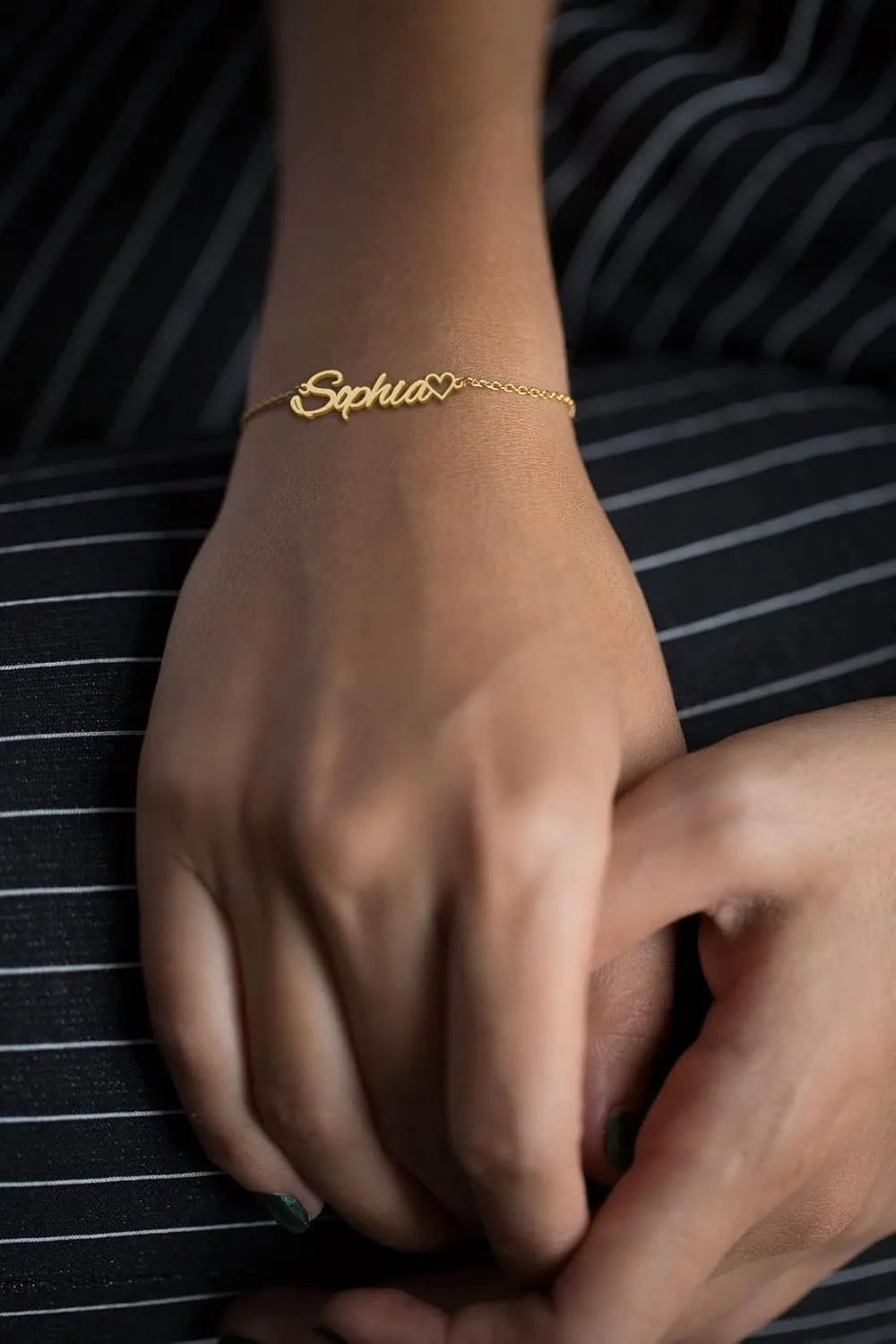 DayOfShe Personalized Name Bracelet or Anklet for Women, Custom Engraved Inspirational Cuff Bangle Infinity Love Gift for Mom