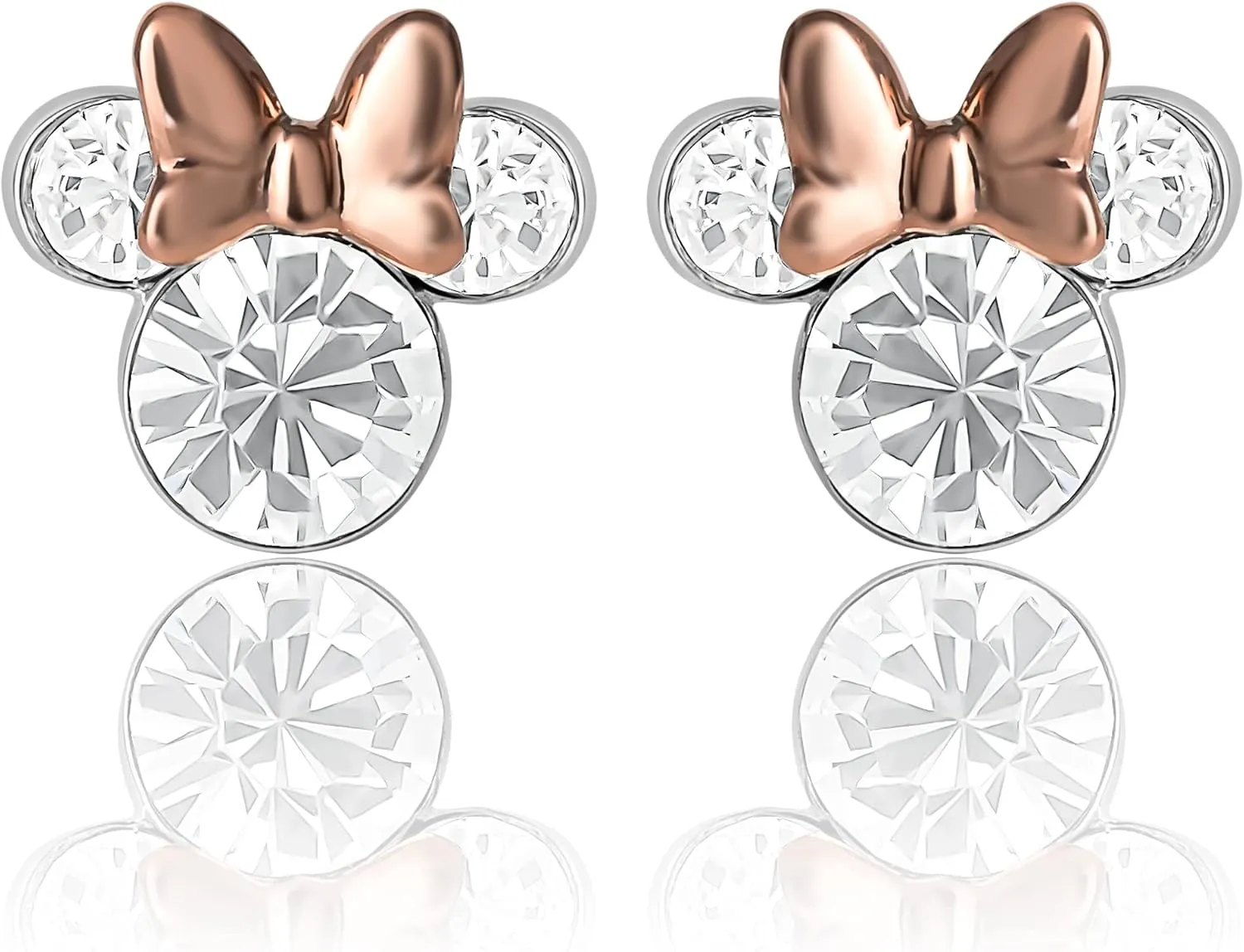 Disney Minnie Mouse or Mickey Mouse Hoop Earrings for Women Official License, Gold or Silver-Plated Cubic Zirconia Hoops