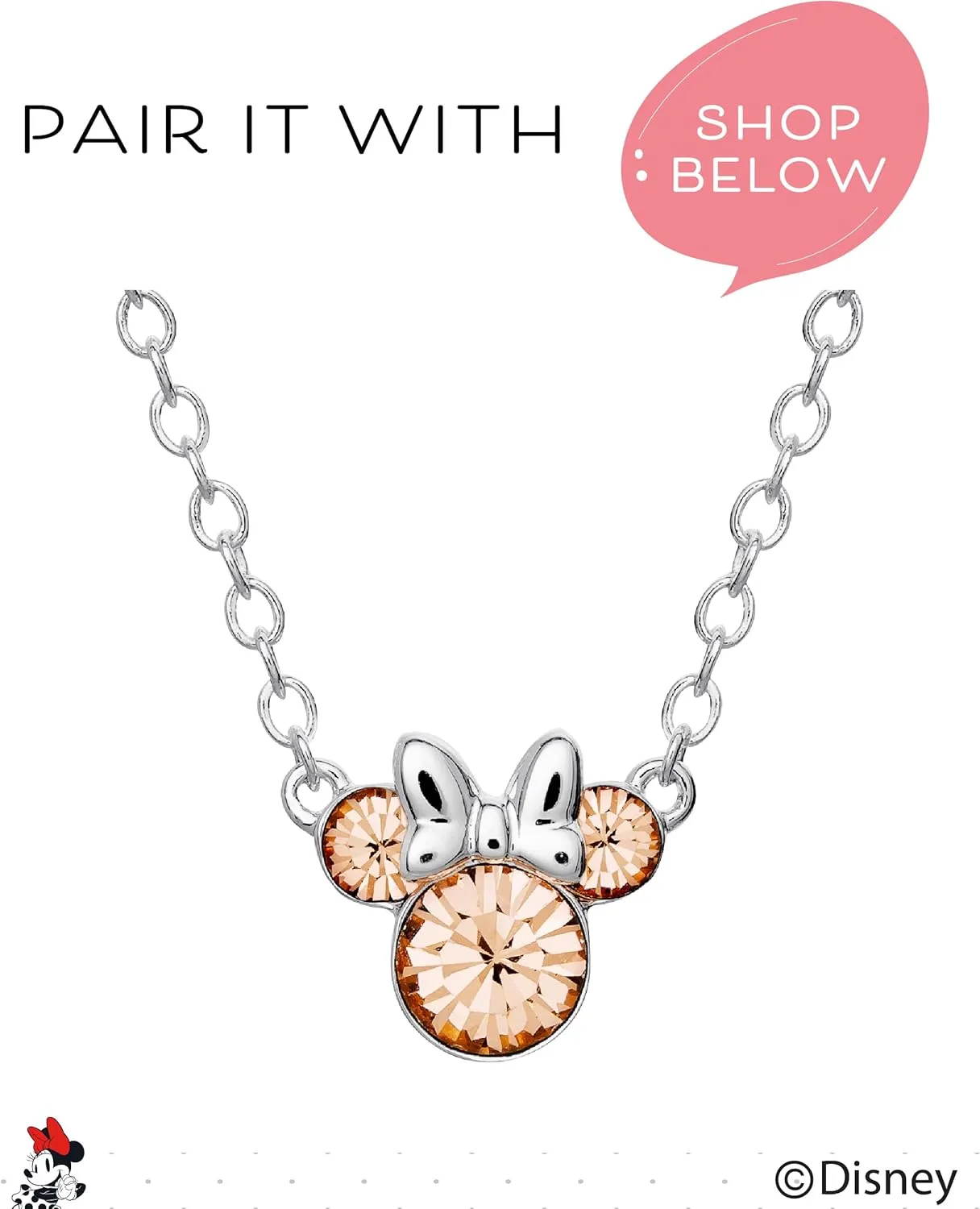 Disney Minnie Mouse or Mickey Mouse Hoop Earrings for Women Official License, Gold or Silver-Plated Cubic Zirconia Hoops