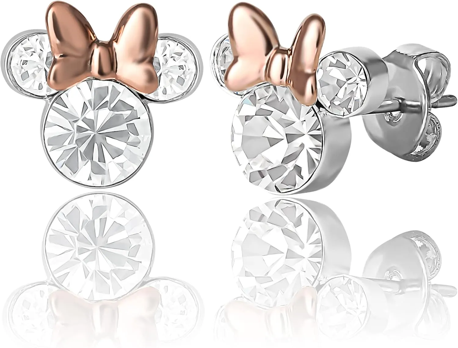Disney Minnie Mouse or Mickey Mouse Hoop Earrings for Women Official License, Gold or Silver-Plated Cubic Zirconia Hoops