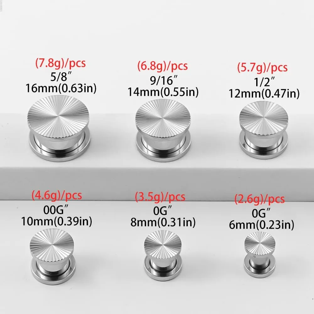 DOEARKO 2PCS Classic Diffuse Light Ear Plugs Tunnels gauges Stainless Steel Ear Gauges Body Piercing Jewelry for women/men
