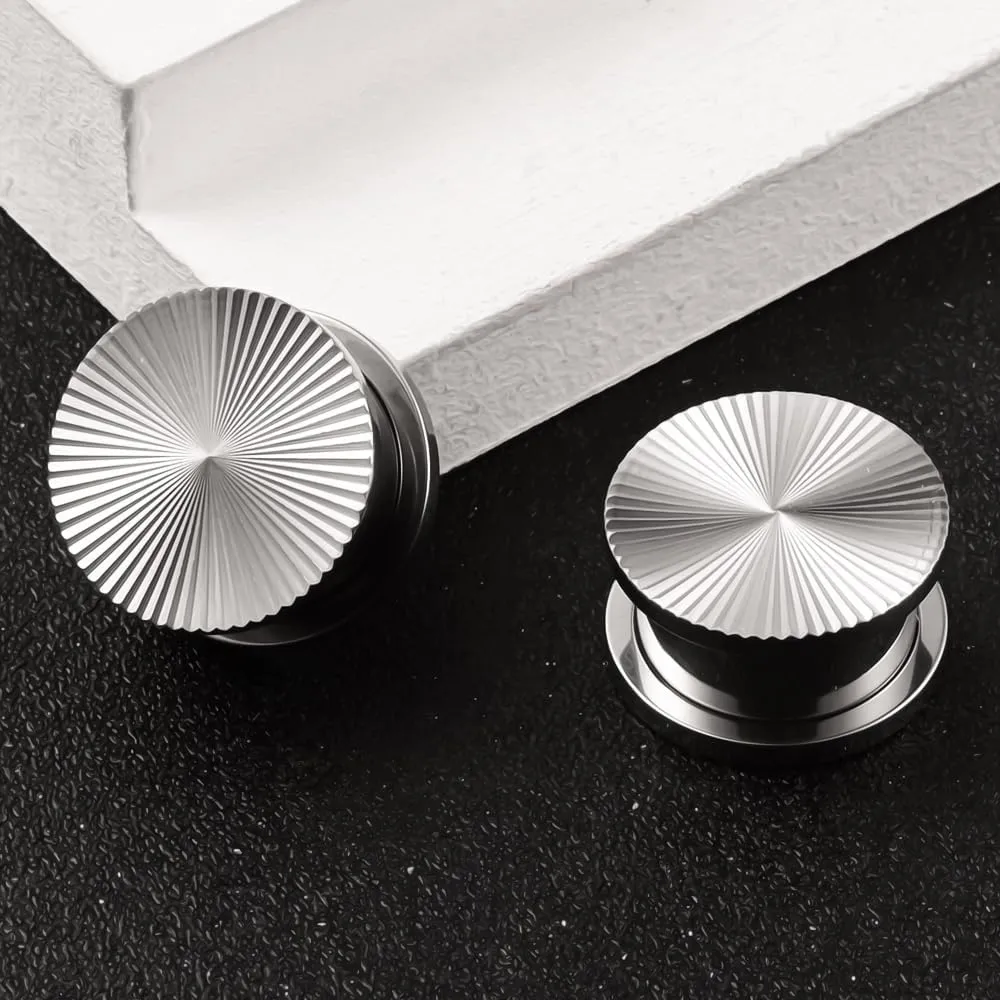DOEARKO 2PCS Classic Diffuse Light Ear Plugs Tunnels gauges Stainless Steel Ear Gauges Body Piercing Jewelry for women/men