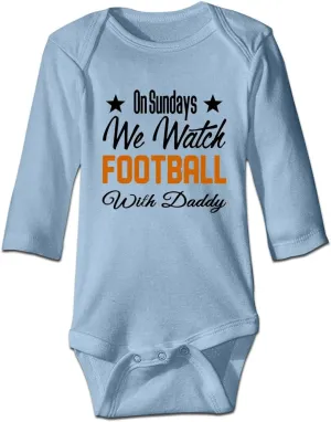 DOQOSESHY On Sundays We Watch Football with Daddy Funny Newborn Infant Baby Boy Girl Romper Cotton Bodysuit