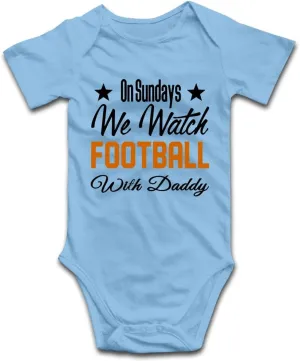 DOQOSESHY On Sundays We Watch Football with Daddy Funny Newborn Infant Baby Boy Girl Romper Cotton Bodysuit