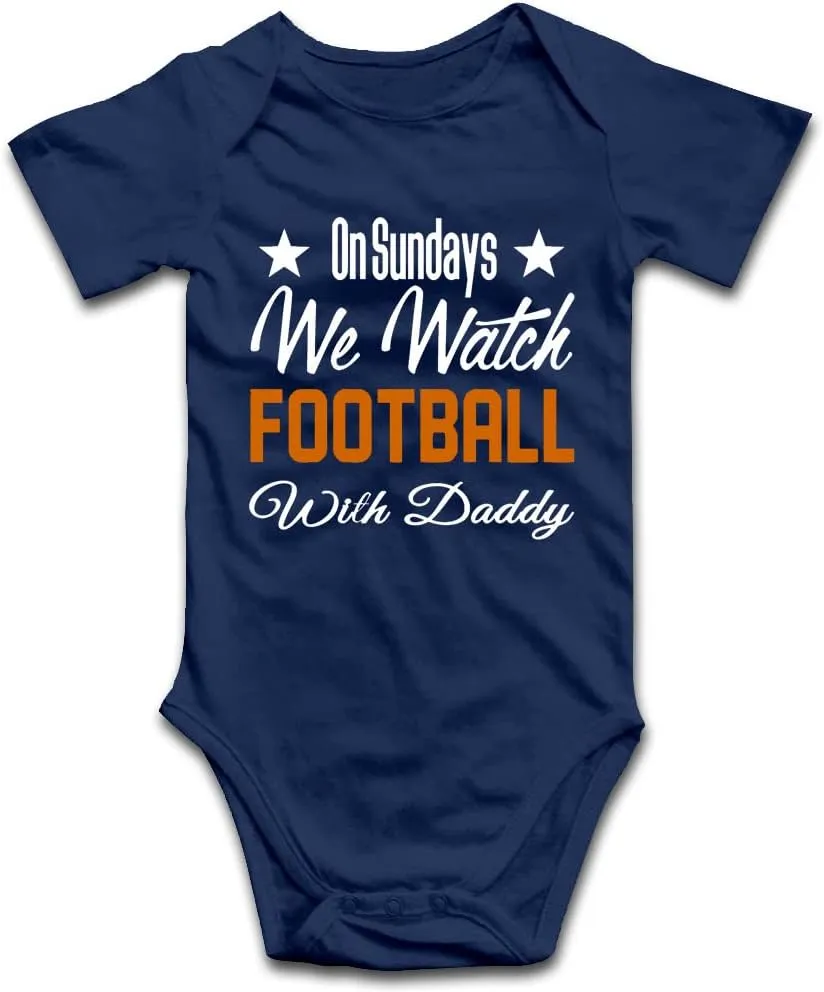 DOQOSESHY On Sundays We Watch Football with Daddy Funny Newborn Infant Baby Boy Girl Romper Cotton Bodysuit