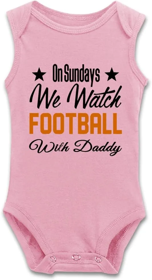 DOQOSESHY On Sundays We Watch Football with Daddy Funny Newborn Infant Baby Boy Girl Romper Cotton Bodysuit