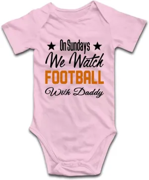 DOQOSESHY On Sundays We Watch Football with Daddy Funny Newborn Infant Baby Boy Girl Romper Cotton Bodysuit