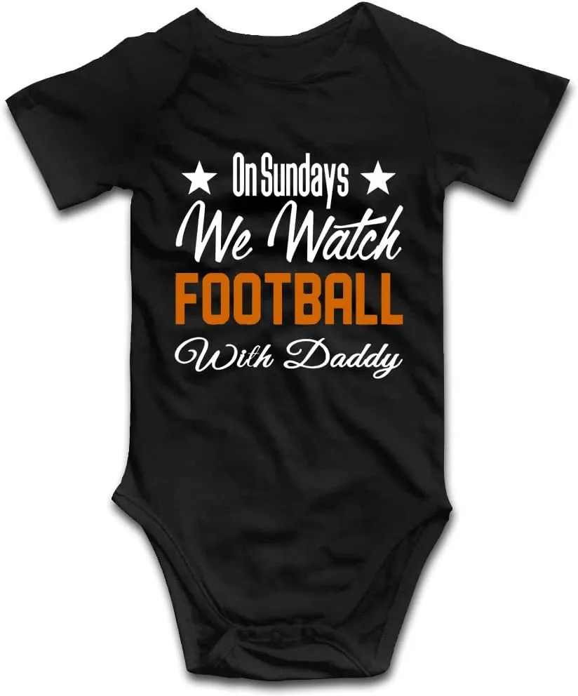 DOQOSESHY On Sundays We Watch Football with Daddy Funny Newborn Infant Baby Boy Girl Romper Cotton Bodysuit