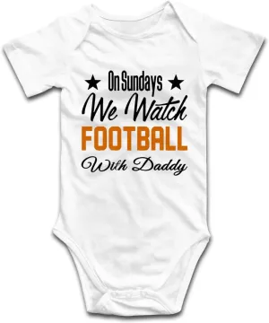 DOQOSESHY On Sundays We Watch Football with Daddy Funny Newborn Infant Baby Boy Girl Romper Cotton Bodysuit