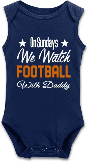 DOQOSESHY On Sundays We Watch Football with Daddy Funny Newborn Infant Baby Boy Girl Romper Cotton Bodysuit