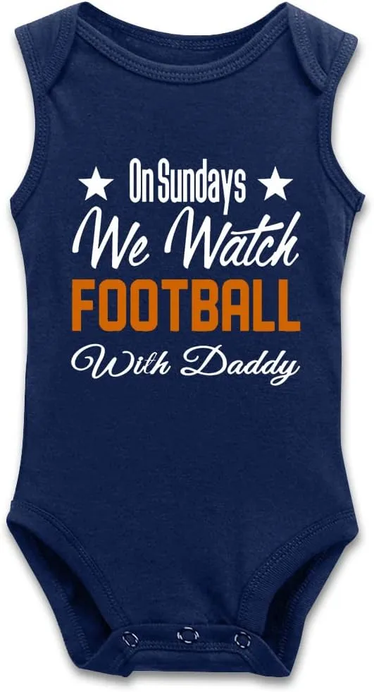 DOQOSESHY On Sundays We Watch Football with Daddy Funny Newborn Infant Baby Boy Girl Romper Cotton Bodysuit