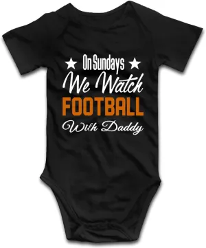 DOQOSESHY On Sundays We Watch Football with Daddy Funny Newborn Infant Baby Boy Girl Romper Cotton Bodysuit