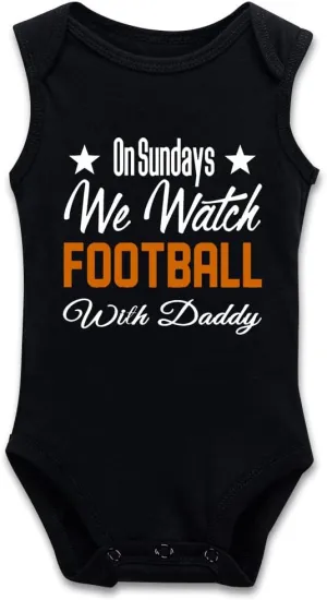 DOQOSESHY On Sundays We Watch Football with Daddy Funny Newborn Infant Baby Boy Girl Romper Cotton Bodysuit