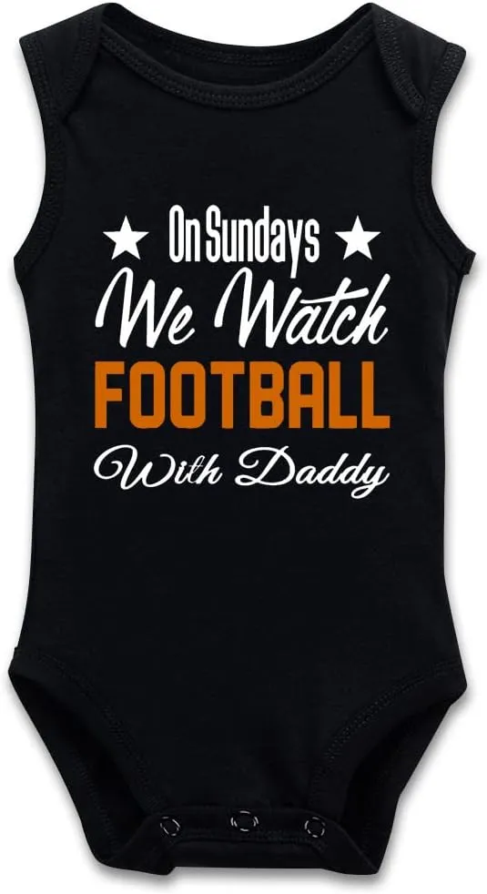 DOQOSESHY On Sundays We Watch Football with Daddy Funny Newborn Infant Baby Boy Girl Romper Cotton Bodysuit