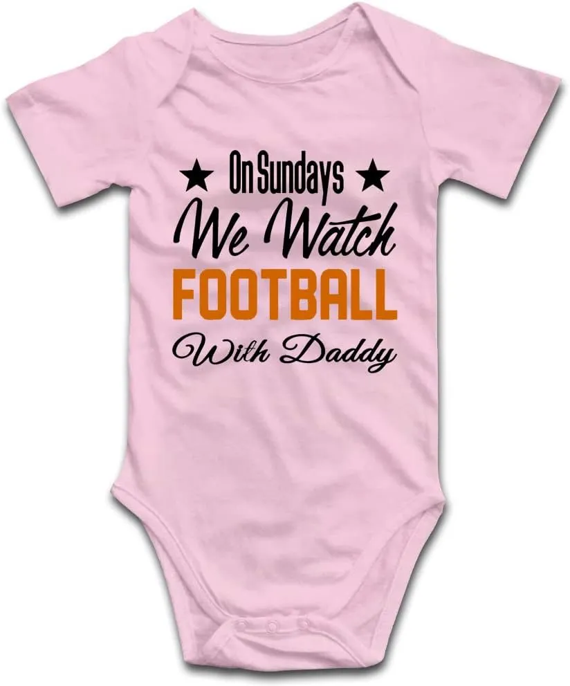 DOQOSESHY On Sundays We Watch Football with Daddy Funny Newborn Infant Baby Boy Girl Romper Cotton Bodysuit