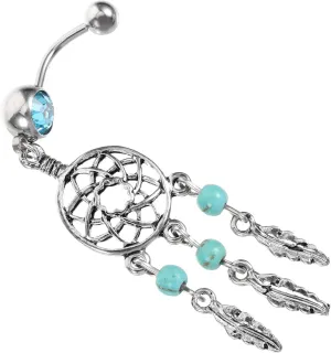 Dream Catcher Belly Button Ring for Women Lightweight Navel Piercing Jewelry with Color Elegant Dangling Design for Parties and Clubs Durable Comfortable Belly Piercings