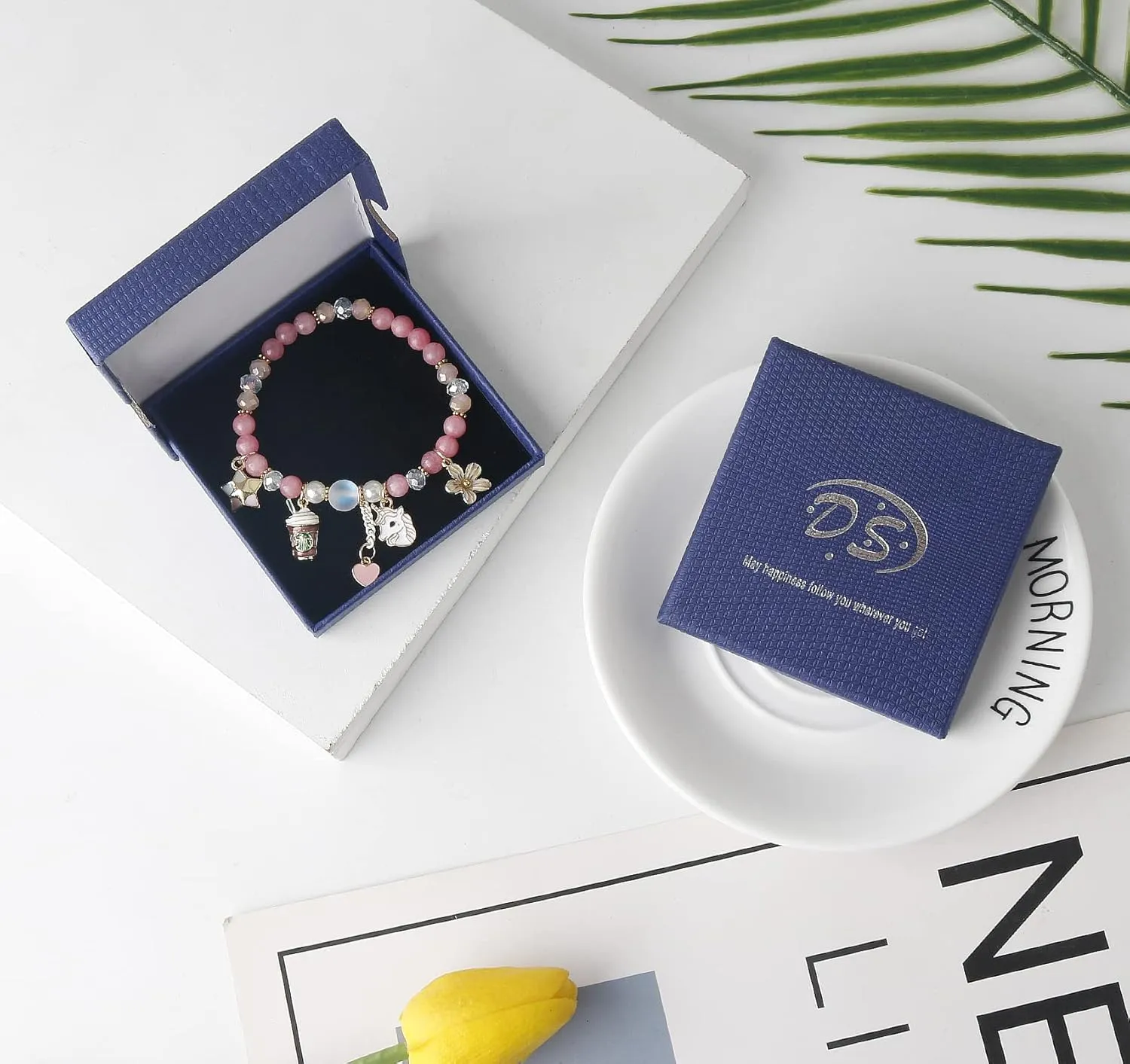 DS 4PCS Beaded Charm Bracelets for Teen Girls Dainty cute cartoon Crystal Beads Pearl Bracelets anklets set for woman and girls Adjustable Stretch bracelet birthday Gift For Friends