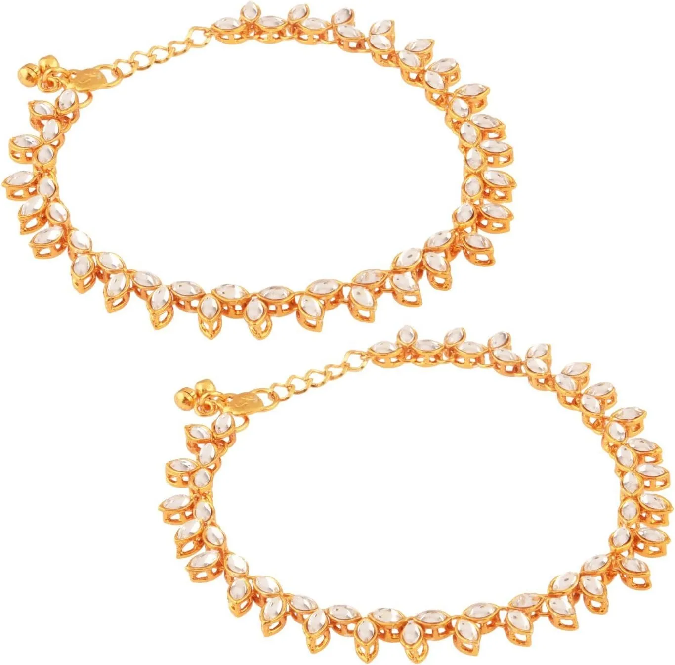 Efulgenz Indian Bollywood Wedding Anklets for Women Crystal Rhinestone Faux Kundan Wedding Bridal Payal Foot Jewelry Anklet For Women