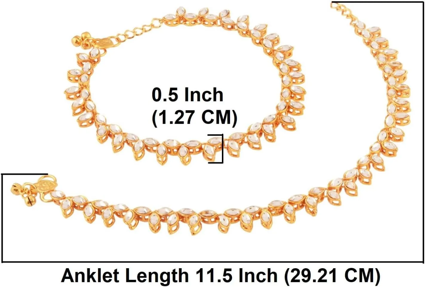 Efulgenz Indian Bollywood Wedding Anklets for Women Crystal Rhinestone Faux Kundan Wedding Bridal Payal Foot Jewelry Anklet For Women
