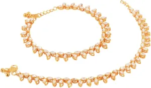 Efulgenz Indian Bollywood Wedding Anklets for Women Crystal Rhinestone Faux Kundan Wedding Bridal Payal Foot Jewelry Anklet For Women