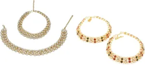 Efulgenz Indian Jewelry Anklets for Women Indian Bollywood Faux Pearl Crystal Wedding Bridal Indian Payal Anklet Pair for Women Indian Ankle Bracelets Foot Jewelry