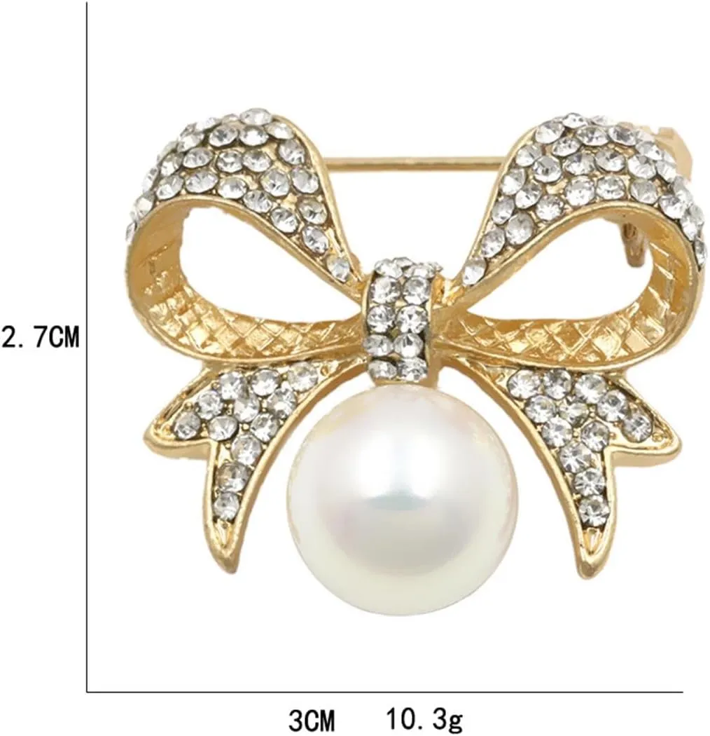 Elegant Imitation Pearl Floral Brooch Pin Crystal Pearl Flower Pin Lapel for Women Bridal Jewelry