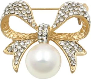 Elegant Imitation Pearl Floral Brooch Pin Crystal Pearl Flower Pin Lapel for Women Bridal Jewelry