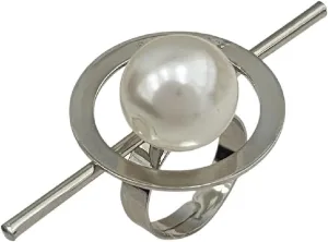 Elegant Imitation Pearl Open Ring for Women Vintage Gold Color Petal Flower Adjustable Rings Party Jewelry Accessories