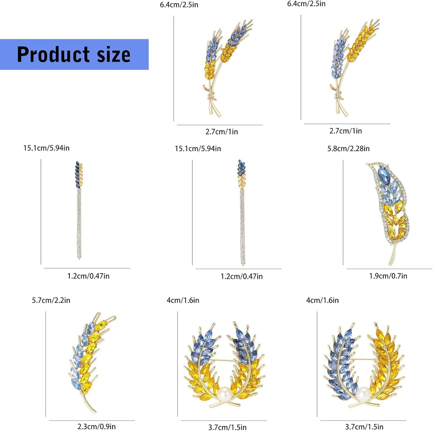 Elegant Wheat Sheaf Brooch Pin Exquisite Wheat Ear Lapel Pin Embellished with Sparkling Stones for Women Girls