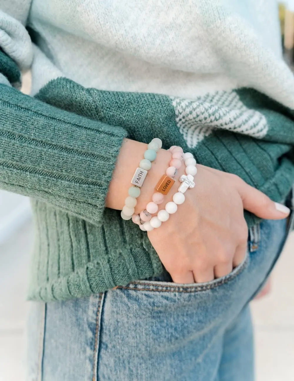Elevated Faith Classic White Cross Bracelet