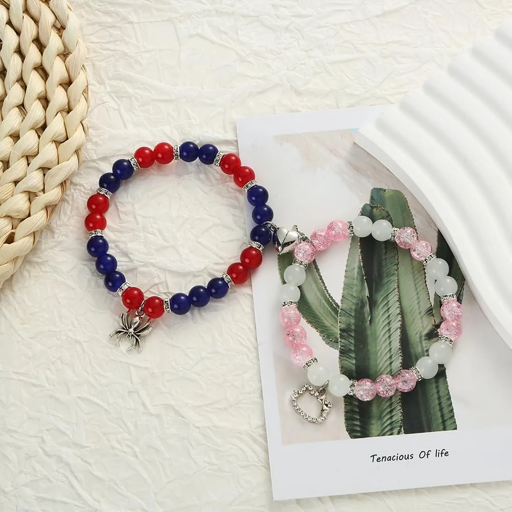 Elphaba Galinda Matching Bracelets -Braided Friendship Bracelet- Rhinestone Crown Witch Hat Matching Bracelets -Couples BFF Accessories Gifts for Fans Party Dress Decor