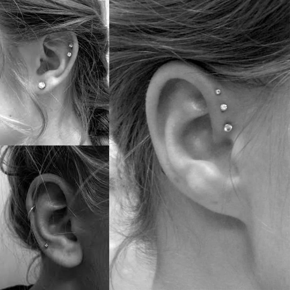 EPIRORA Sterling Silver Stud Earrings for Women- 3 Pairs Tiny Ball Stud Earrings Round CZ Cubic Zirconia Earrings Pearl Earrings Set Cartilage Small Tragus Earrings(2mm,3mm,4mm)