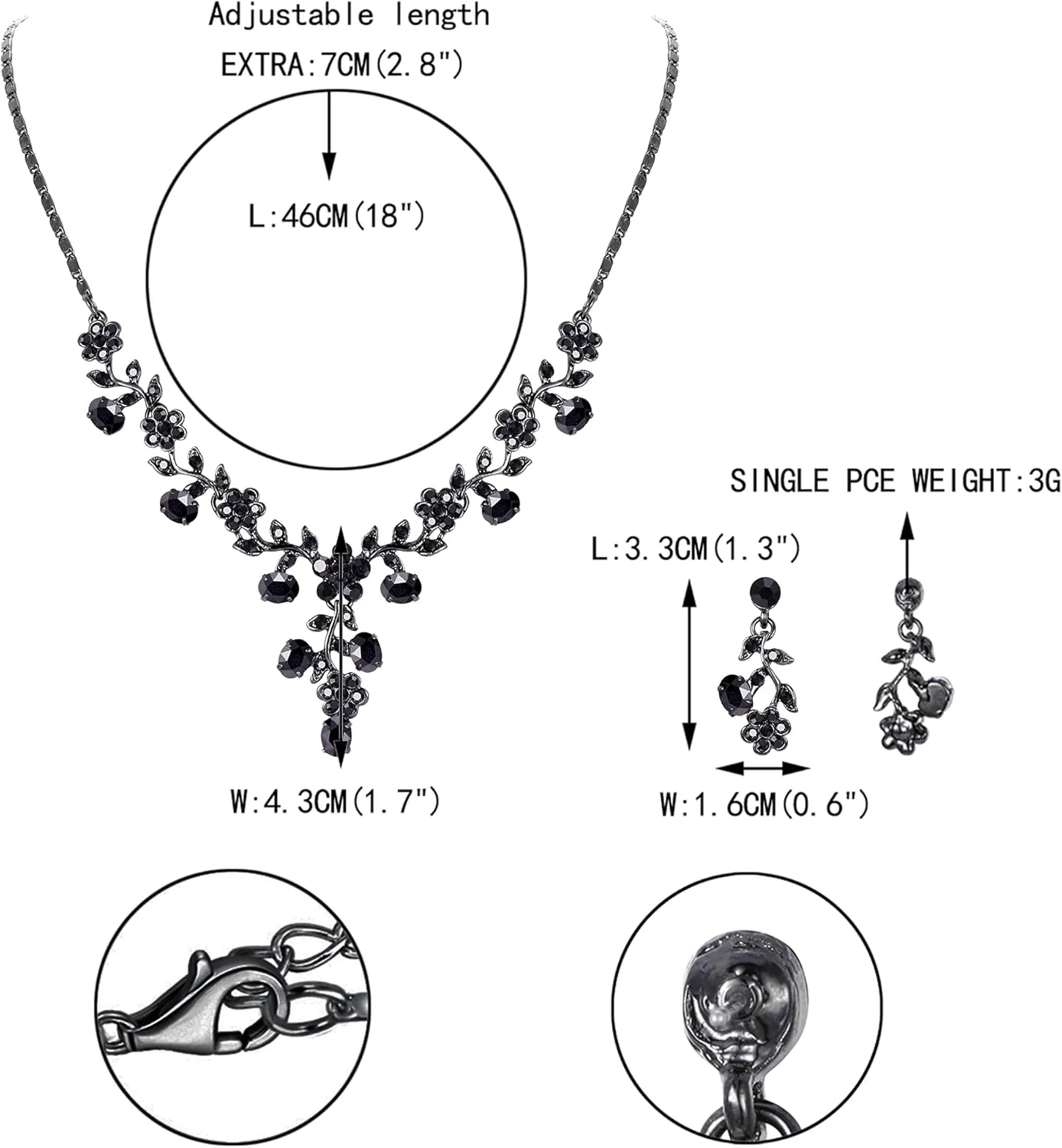 EVER FAITH Bridal Jewelry Sets for Wedding Rhinestone Crystal Flower Leaf Costume Pendant Necklace Earrings Set for Women