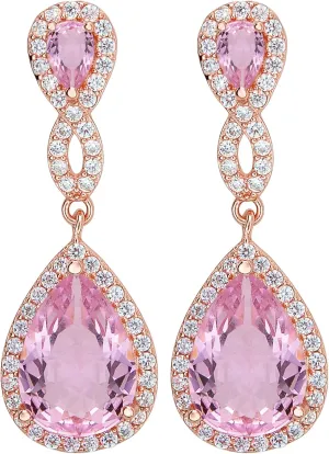 EVER FAITH Women's 925 Sterling Silver Zircon Wedding 8-Shaped Infinity Pierced Dangle Earrings Clear