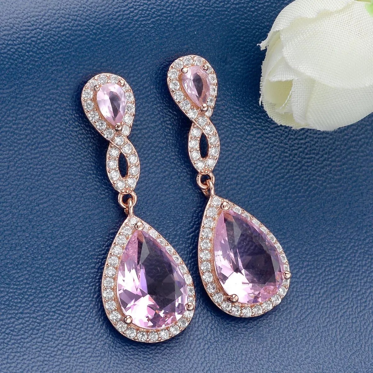 EVER FAITH Women's 925 Sterling Silver Zircon Wedding 8-Shaped Infinity Pierced Dangle Earrings Clear