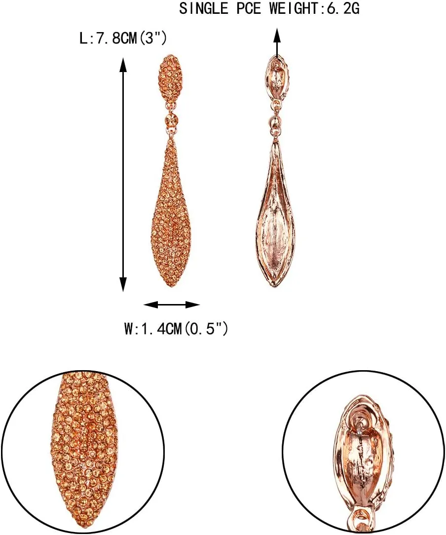 EVER FAITH Women's Austrian Crystal Double Waterdrop Pierced Dangle Earrings
