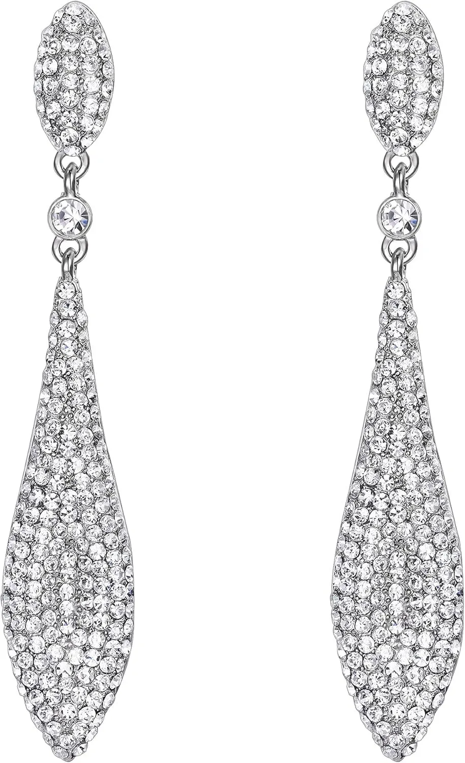 EVER FAITH Women's Austrian Crystal Double Waterdrop Pierced Dangle Earrings