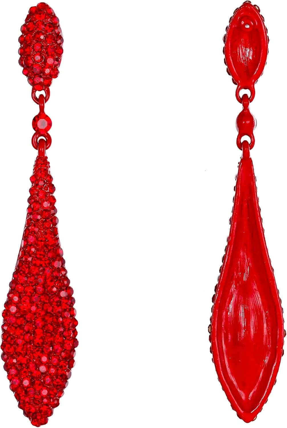 EVER FAITH Women's Austrian Crystal Double Waterdrop Pierced Dangle Earrings
