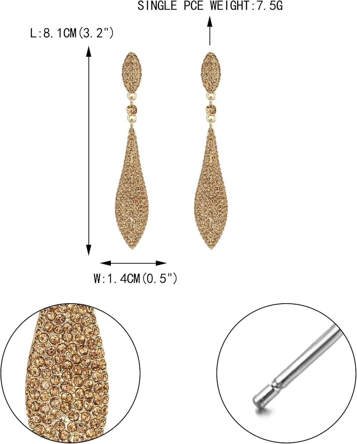 EVER FAITH Women's Austrian Crystal Double Waterdrop Pierced Dangle Earrings