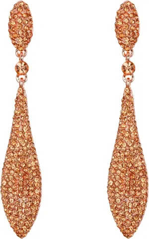 EVER FAITH Women's Austrian Crystal Double Waterdrop Pierced Dangle Earrings