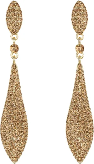 EVER FAITH Women's Austrian Crystal Double Waterdrop Pierced Dangle Earrings