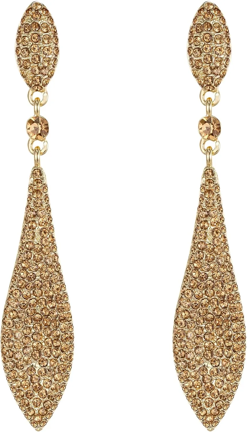 EVER FAITH Women's Austrian Crystal Double Waterdrop Pierced Dangle Earrings